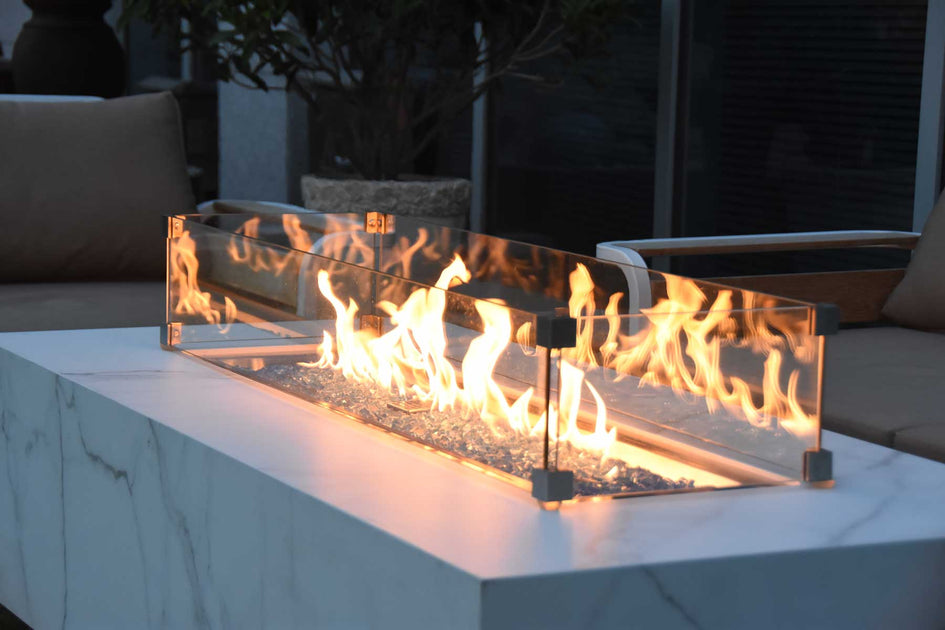 Elementi Carrara Marble Porcelain Fire Table – Fire Pit Oasis