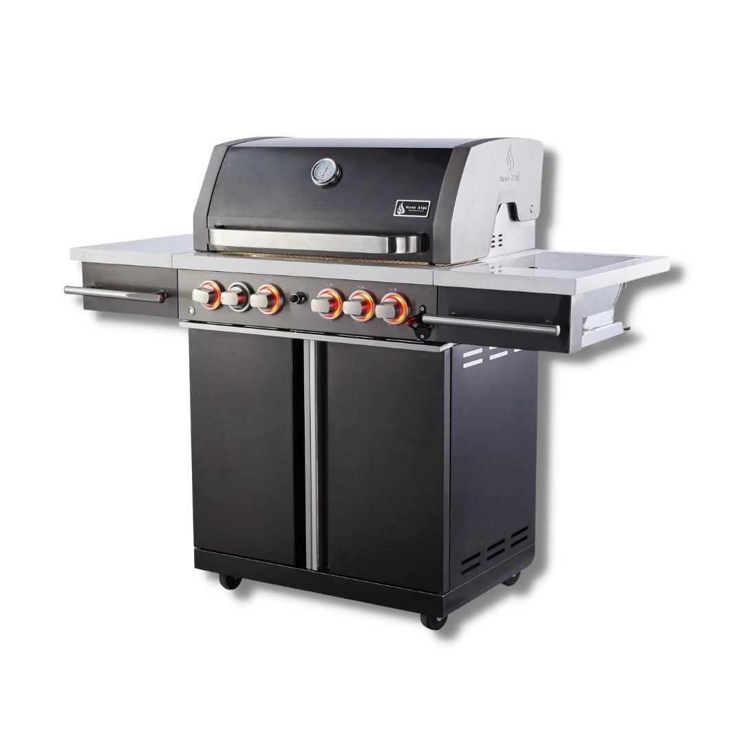 Mont Alpi Supreme 4 Burner Cart Grill In Black Stainless Steel Fire Pit Oasis 7798